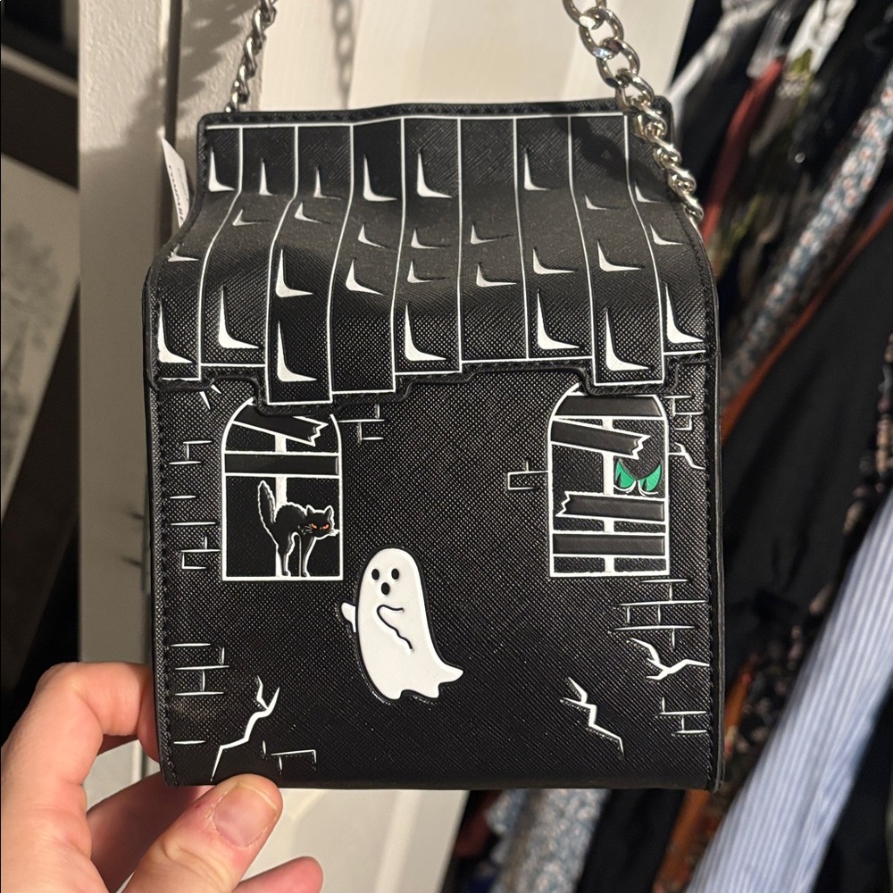 Haunted House Themed Black Crossbody Bag - Picture 3 of 3